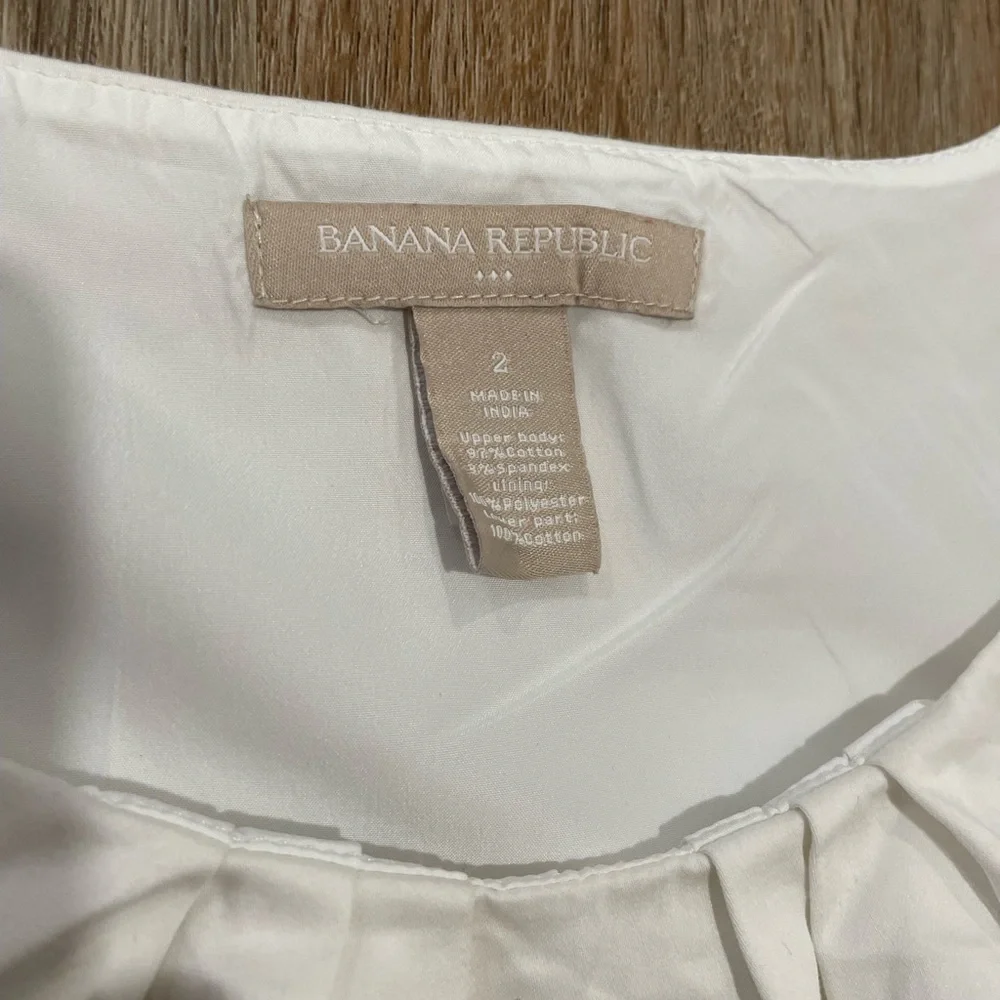 Banana Republic White and Tan Sleeveless Dress- Size 2 - Picture 5 of 12